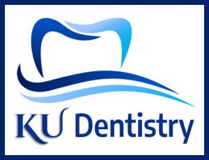 Ku Dentistry Logo with tooth 2 blue words blue border 512 wide